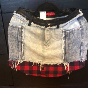 Mini denim with flannel bottom.